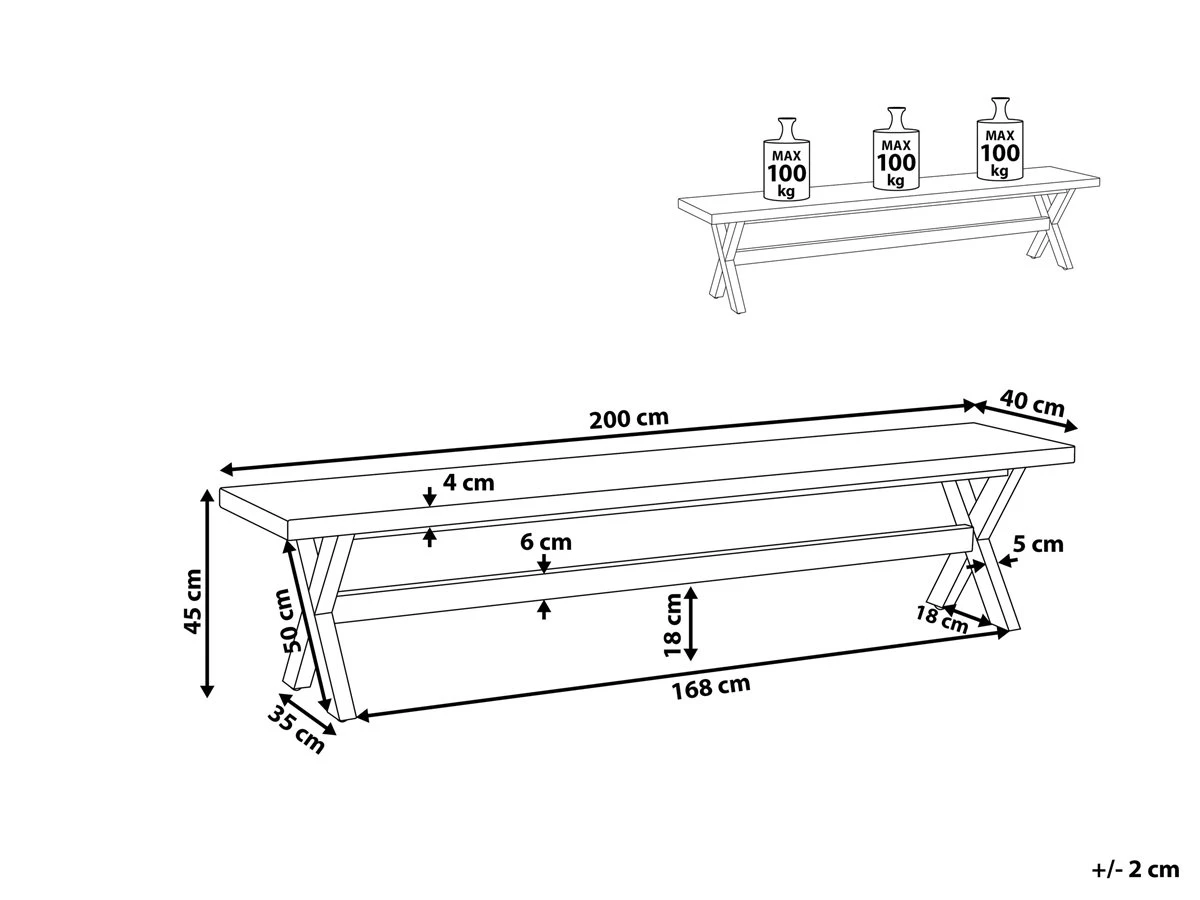 Banco De Jardín 3 Plazas De Cemento Reforzado Blanco/madera Clara OLBIA 5 Banco De Jardín 3 Plazas De Cemento Reforzado Blanco/madera Clara OLBIA - Imagen 3