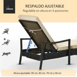 Outsunny Set De 2 Tumbonas De Ratán De Jardín Chaise Longue Con Respaldo Ajustable En 4 Posiciones Cojines Acolchados Y Desenfundables Para Terraza Patio Exterior 192x62,5x58-95 Cm Marrón Y Beige -Jardín Muebles Ventas 7037c746f39aeb36b10223daefa7aedbb899ecee 3318900f6c5b456ebe71e63a4725a4c5