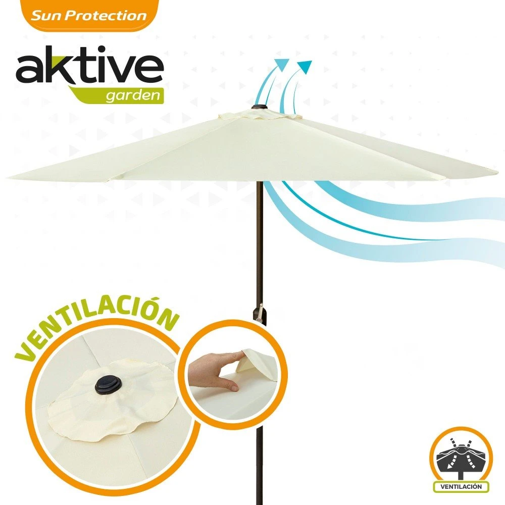 Parasol Hexagonal 270 Cm Color Crema Mástil Aluminio Aktive Garden 5 Parasol Hexagonal 270 Cm Color Crema Mástil Aluminio Aktive Garden - Imagen 3