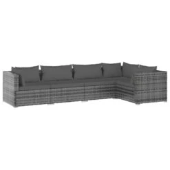 Set De Muebles De Jardín 5 Pzas Y Cojines Ratán Sintético Gris VidaXL