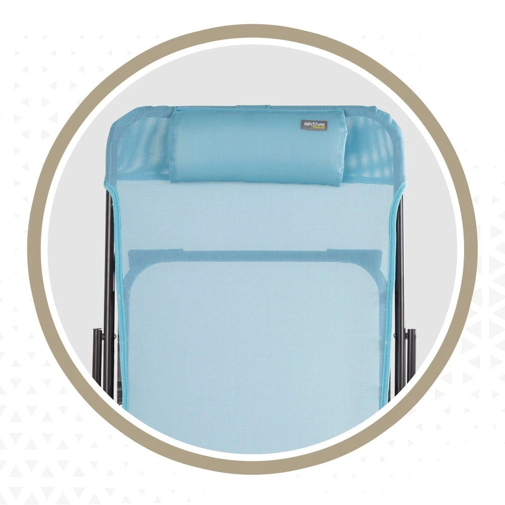 Silla Tumbona Plegable De Jardín Multiposición Azul Con Asa Aktive 8 Silla Tumbona Plegable De Jardín Multiposición Azul Con Asa Aktive - Imagen 6