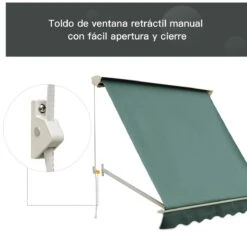 Outsunny Toldo De Ventana Toldo Manual De Aluminio Retráctil Para Exterior Toldo De Balcón Ángulo Ajustable Impermeable Tela De Poliéster 180x70cm Verde -Jardín Muebles Ventas 74a7cce3dda4f762142b6ad01478941a4ef56233 b6984c104ae14272b1e679e8dfd874d3
