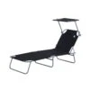 Outsunny Tumbona De Jardín Plegable Con Toldo Desmontable Y Regulable Respaldo Reclinable Para Jardín Terraza Acampada Al Aire Libre 187x58x36cm Negro