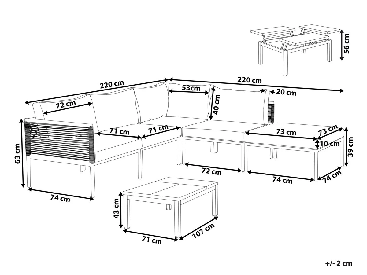 Conjunto De Jardín 6 Plazas Gris FORANO 5 Conjunto De Jardín 6 Plazas Gris FORANO - Imagen 3