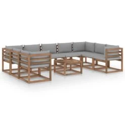 Juego De Muebles De Jardín De 10 Piezas Con Cojines Gris VidaXL -Jardín Muebles Ventas 7cd43b07496f64b1cc76b26392e95342aed33114 03e61902610f428f80378f3821f874b0