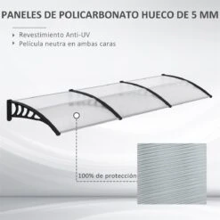 Outsunny Tejadillo De Protección 303x96 Cm Marquesina Exterior Para Puertas Y Ventanas Contra Sol Y Lluvia Con Soporte De Aleación De Aluminio PP Policarbonato Transparente -Jardín Muebles Ventas 7e7a8b9a5779ed20c0e3ad11e440ed58a413657c 1f0f0a48e8cc416ea1ee2276100b7779