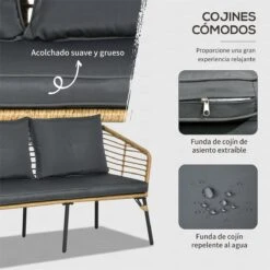 Outsunny Conjunto De Muebles De Ratán Para 4 Personas Muebles De Jardín 4 Piezas Con Sofá De 2 Plazos 2 Sillones Mesa De Centro Y 4 Cojines Para Terraza Patio Arena -Jardín Muebles Ventas 7f5867268bc645bc6004b64b3f4545c54a6b68bc 44a1a7bc302948349364221b6952a864