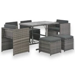 Set De Comedor De Jardín 7 Pzs Y Cojines Ratán Sintético Gris VidaXL -Jardín Muebles Ventas 8131149d5776eaf4ea21ff8fe53804c607e68fdc 6466e5ae6e134374afe5c6057bc292ba