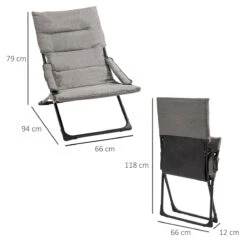 Outsunny 2 En 1 Silla De Camping Plegable Silla De Jardín Portátil Con Cojín Acolchado Extraíble Y Reposabrazos Marco De Acero Para Terraza Playa Exterior 66x94x79 Cm Gris -Jardín Muebles Ventas 820714c78fd64ba86854b0062ee28704b6ebb878 f4851382250a48bca3231d285f8c7f3f