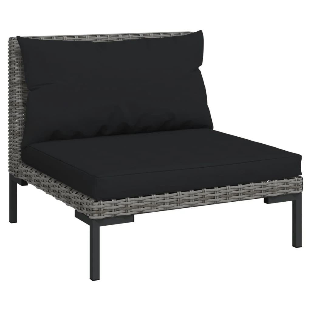 Set Muebles Jardín 10 Pzas Cojines Ratán Sintético Gris Oscuro VidaXL 4 Set Muebles Jardín 10 Pzas Cojines Ratán Sintético Gris Oscuro VidaXL - Imagen 2