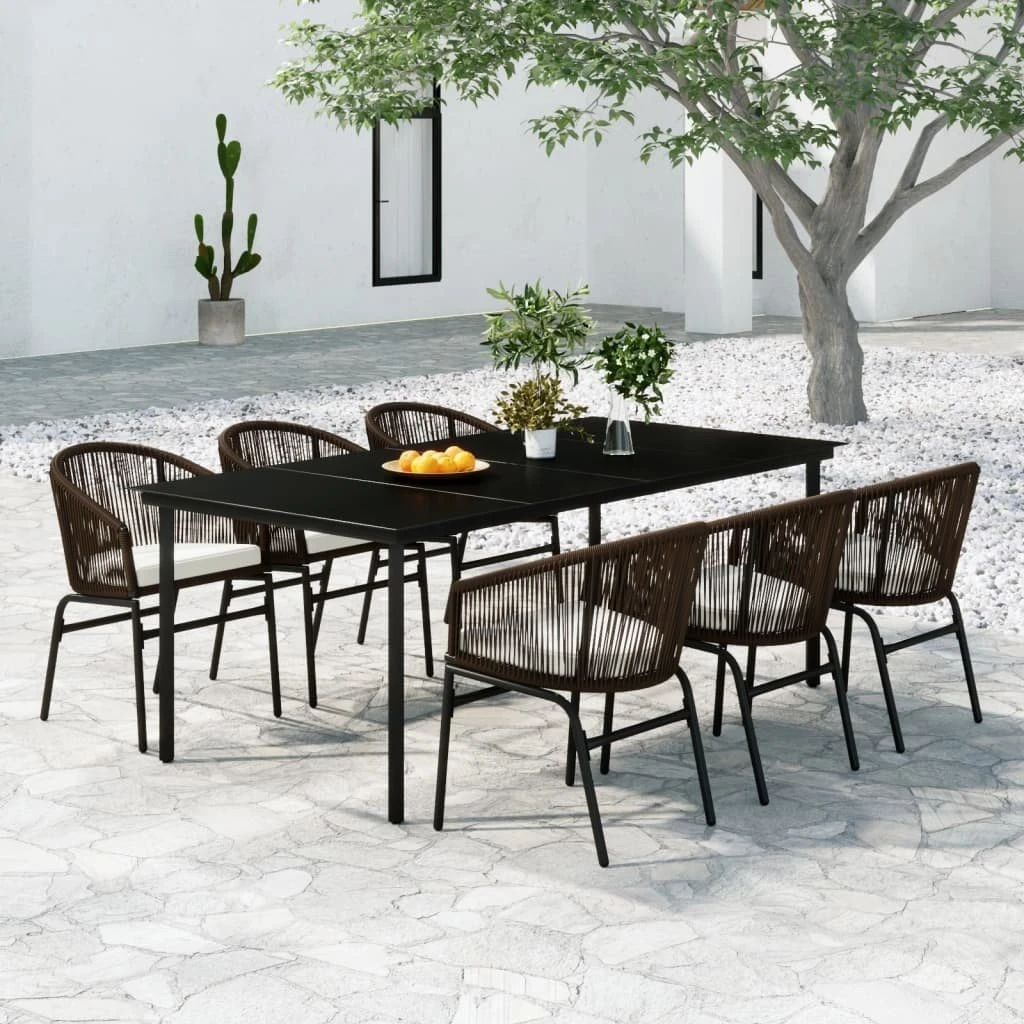Juego De Comedor Para Jardín 7 Piezas Marrón VidaXL 5 Juego De Comedor Para Jardín 7 Piezas Marrón VidaXL - Imagen 3