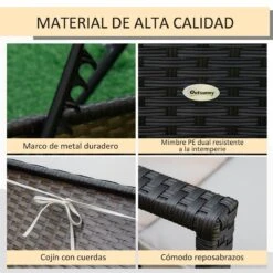 Outsunny Set De 2 Tumbonas De Ratán De Jardín Chaise Longue Con Respaldo Ajustable En 4 Posiciones Cojines Acolchados Y Desenfundables Para Terraza Patio Exterior 192x62,5x58-95 Cm Marrón Y Beige -Jardín Muebles Ventas 83fb93cb65efdf951b3ff886bd9ee13aa324ed38 13a10e68d97b4b0b8f02238dc49d538f