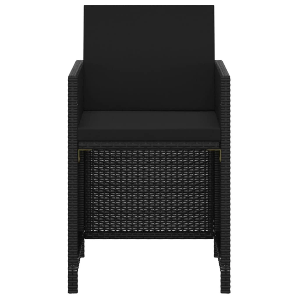 Set De Comedor De Jardín 3 Pzas Y Cojines Ratán Sintético Negro VidaXL 5 Set De Comedor De Jardín 3 Pzas Y Cojines Ratán Sintético Negro VidaXL - Imagen 3