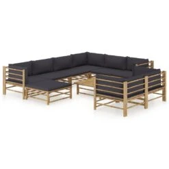 Set De Muebles De Jardín 10 Pzas Bambú Con Cojines Gris Oscuro VidaXL -Jardín Muebles Ventas 8643ca62c9898a0df76d774c38d4511d8eb5333e 388834a22c0d44008199ee8916d19ee3