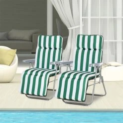 Outsunny 2 Tumbonas Plegables De Jardín Sillas De Gravedad Cero De Acero Con Cojín Acolchado Respaldo Ajustable En 5 Posiciones Y Reposapiés 60x75x50-102 Cm Rayas Verde -Jardín Muebles Ventas 86cc17a8d71a717719bf14e0436885e60959cc39 6849d661bc0b421faecb04abbc970559