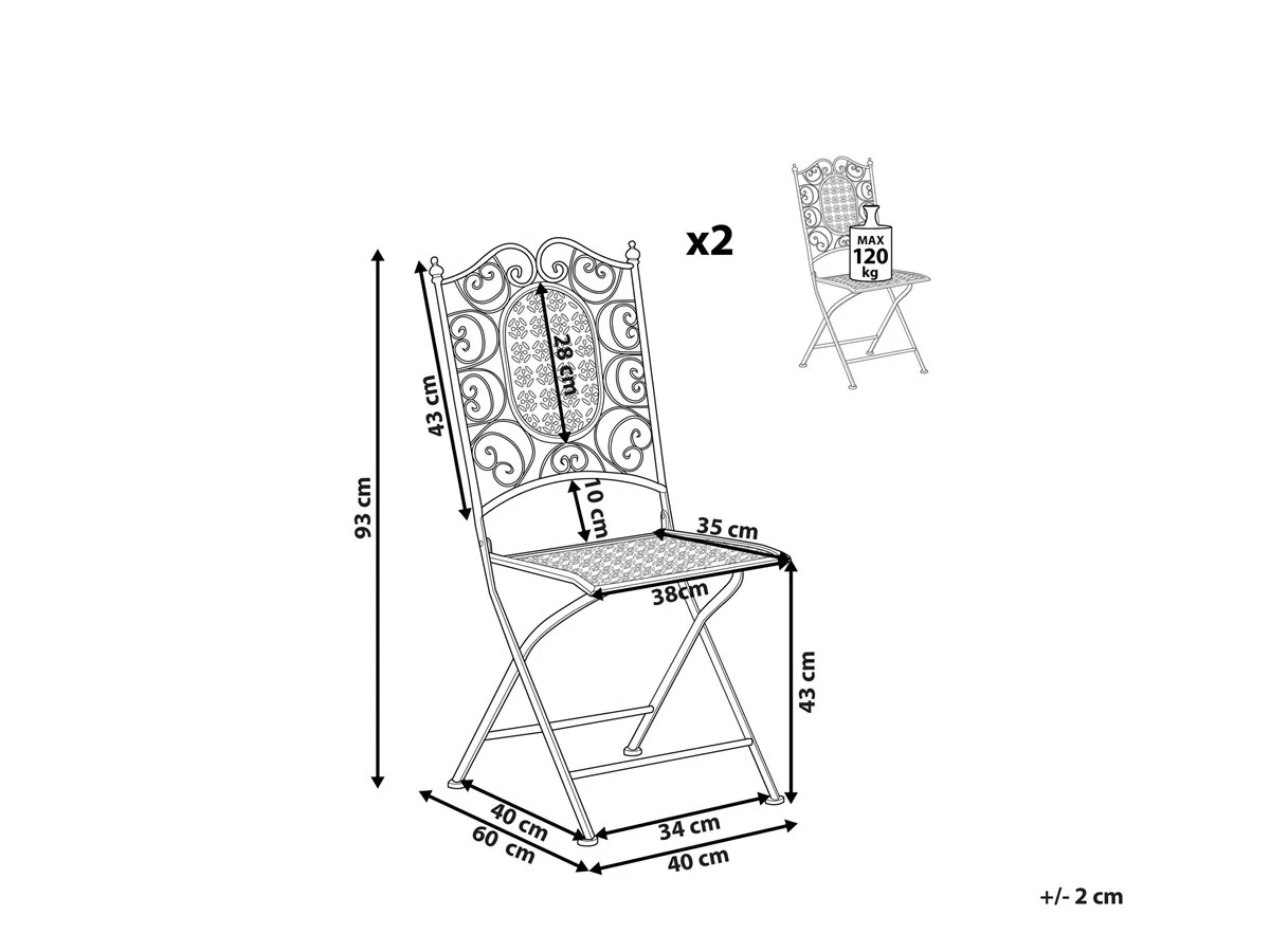 Conjunto De 2 Sillas De Balcón Negro BORMIO 5 Conjunto De 2 Sillas De Balcón Negro BORMIO - Imagen 3