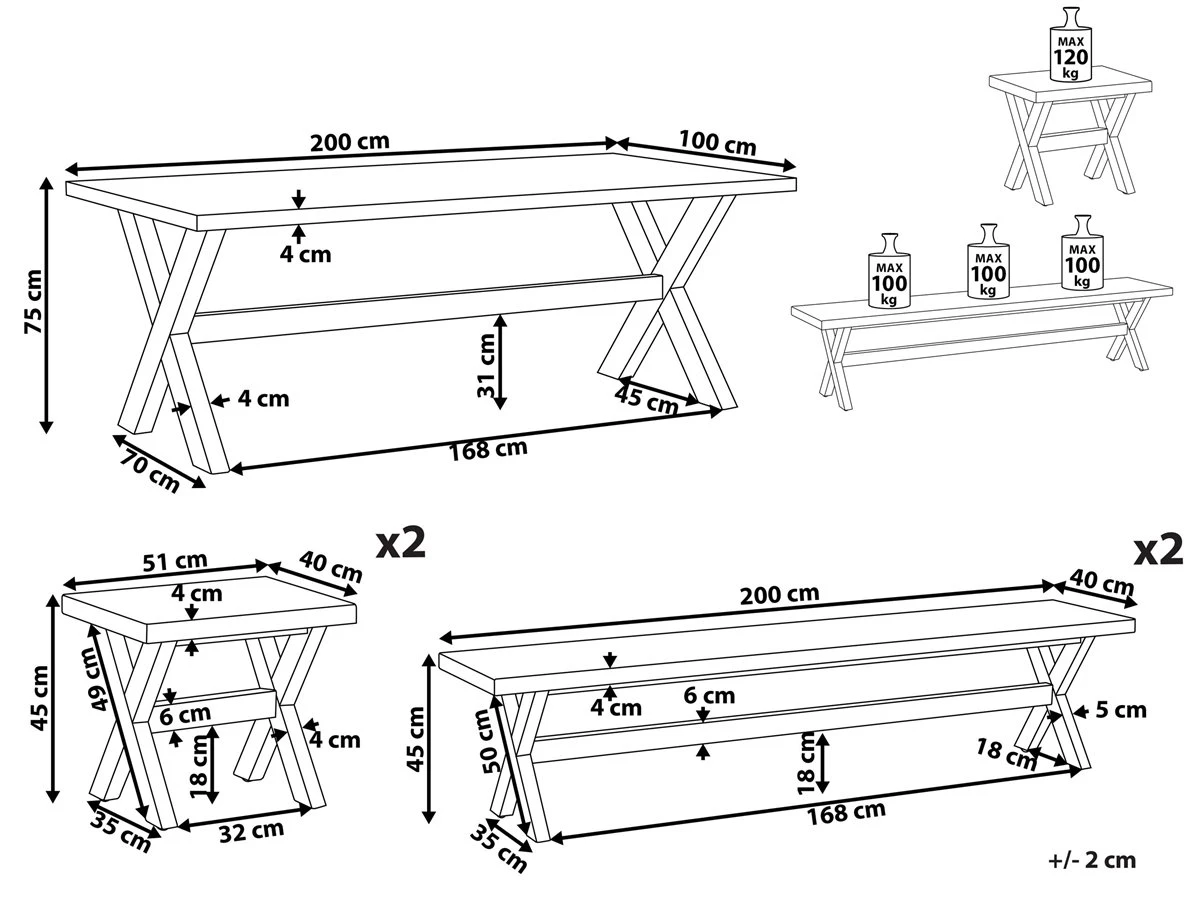 Conjunto De Comedor De Jardín De 8 Plazas, De Cemento Con Banco Y Taburetes Blanco/madera Clara OLBIA 5 Conjunto De Comedor De Jardín De 8 Plazas, De Cemento Con Banco Y Taburetes Blanco/madera Clara OLBIA - Imagen 3