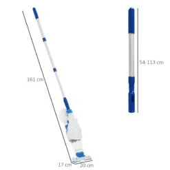 Outsunny Aspirador Limpiafondos Para Piscina Manual Eléctrico Autonomía 45 Minutos Con Poste Telescópico 54-113 Cm Cepillo Y Bolsa De Malla Para Estanques Spas 161x20x17 Cm Blanco -Jardín Muebles Ventas 8cc50564c235e5d4e58f59901075811f2fe524ad 0ded633ef0ed49e6b88f359f48e458f6