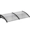 Outsunny Tejadillo De Protección 200x96x27 Cm Marquesina Exterior Para Puertas Y Ventanas Contra Sol Y Lluvia Con Soporte De PP Policarbonato Transparente