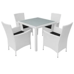 Set De Comedor De Jardín 5 Piezas Ratán Sintético Blanco Crema VidaXL
