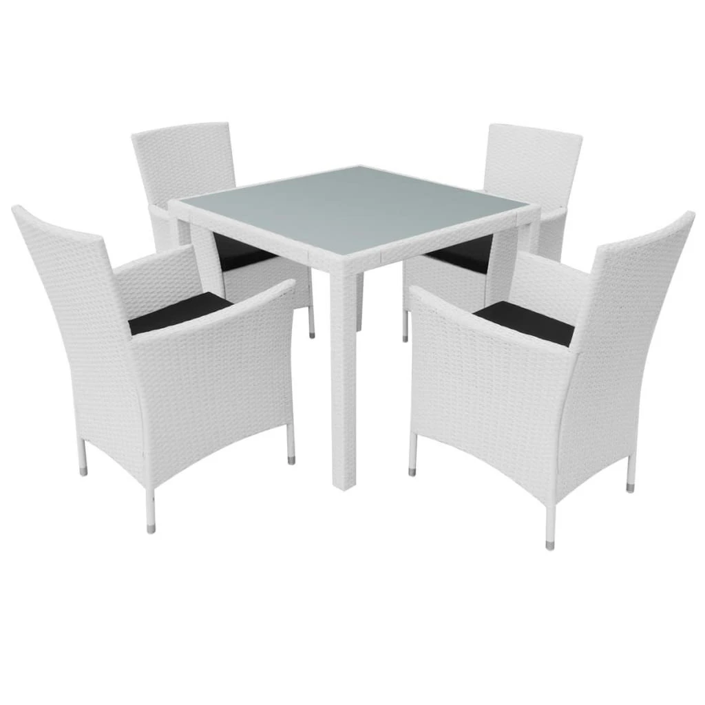 Set De Comedor De Jardín 5 Piezas Ratán Sintético Blanco Crema VidaXL 3 Set De Comedor De Jardín 5 Piezas Ratán Sintético Blanco Crema VidaXL