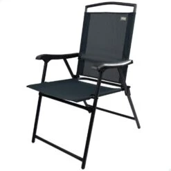 Silla Plegable Jardín Tejido Reforzado Antracita C/reposabrazos Aktive