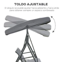 Outsunny Columpio Balancín Jardín De 3 Plazas Con Techo Parasol Ajustable Respaldo Transpirable Y Marco De Acero Para Terraza Balcón Exterior 175x118x159 Cm Gris -Jardín Muebles Ventas 95cf60d8a190e4b9acb4bf8569fce1dc103628c0 566523d982404e0899d2db09e83e03da