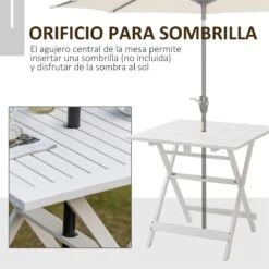 Outsunny Mesa De Jardín Plegable De Madera Maciza Con Agujero Para Sombrilla Mesa Cuadrada De Exterior Para Camping Viaje Picnic Terraza Balcón 70x70x70 Cm Blanco -Jardín Muebles Ventas 95d392942007ad86855e1d6d8b0d7eb1f2002eae 3636a2523a7f48509b7c70a0e2bd109c