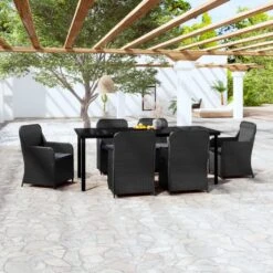 Juego De Comedor De Jardín 7 Piezas Con Cojines Negro VidaXL -Jardín Muebles Ventas 95f77c467dfda8359869bb7162b4255cf33f46f0 ea6284c304ef4d0daa9e70df7e8d6601
