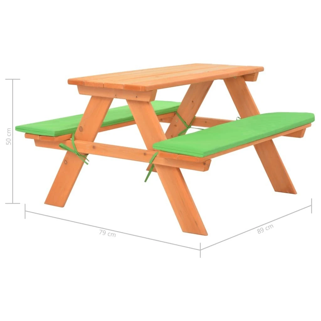 Mesa De Pícnic Infantil Con Bancos Madera De Abeto 89x79x50 Cm VidaXL 8 Mesa De Pícnic Infantil Con Bancos Madera De Abeto 89x79x50 Cm VidaXL - Imagen 6