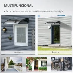 Outsunny Tejadillo De Protección 103x96,5x27 Cm Marquesina Exterior Para Puertas Y Ventanas Contra Sol Y Lluvia Con Soporte Aleación De Aluminio Policarbonato Marrón Translúcido -Jardín Muebles Ventas 983bbcd2469eafaa56dc6128afaa6feefc6da022 7aa0db459add43a7980c5ac2b01a9a50
