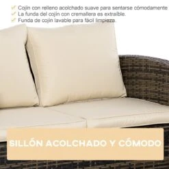 Outsunny Conjunto De Muebles De Jardín De Ratán 6 Piezas Sofá Doble Sofá De 3 Plazas 2 Sillones Individuales 2 Mesas Auxiliares Con Almacenamiento Y Cojines Acolchados Marrón Y Crema -Jardín Muebles Ventas 98ef0e232a2d5152166ba22b4d32819fd70031e0 4c50946c21a74e1187df69bd59b7b729