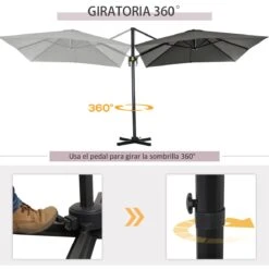 Outsunny Sombrilla De Jardín De Aluminio 245x245x245 Cm Parasol Excéntrico Con Manivela Giratorio 360° Inclinación De 5 Niveles Tela Desmontable Y Ventilación Para Patio Terraza Gris 14 Outsunny Sombrilla De Jardín De Aluminio 245x245x245 Cm Parasol Excéntrico Con Manivela Giratorio 360° Inclinación De 5 Niveles Tela Desmontable Y Ventilación Para Patio Terraza Gris -Jardín Muebles Ventas 999e0b3239c8bd96675a5a284d77e9238a72a2ef 34eb0ea68ba146d0b63a95de5f80ca93