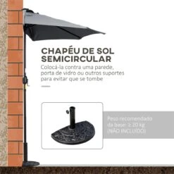 Outsunny Sombrilla Semicircular Con 24 Luces LED Solar 270x135x240 Cm Parasol De Jardín Con Manivela Techo De Ventilación Para Pared Terraza Gris -Jardín Muebles Ventas 99ff920fd6766e3bb49ca85b68893402944b61f8 10fe215f2a68452f9d76fe22ae99d4d7