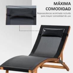 Outsunny Tumbona De Jardín Tipo Hamaca Con Altura De Respaldo Ajustable Reposacabeza Extraíble Y Marco De Madera Ergonómico Para Terraza Playa Exterior 180x56x72 Cm Negro 12 Outsunny Tumbona De Jardín Tipo Hamaca Con Altura De Respaldo Ajustable Reposacabeza Extraíble Y Marco De Madera Ergonómico Para Terraza Playa Exterior 180x56x72 Cm Negro -Jardín Muebles Ventas 9a42330abbd89349b811e0ba623c6aa73689ada9 30500ebd8a9d401d8dc8e3988fc5e9e8