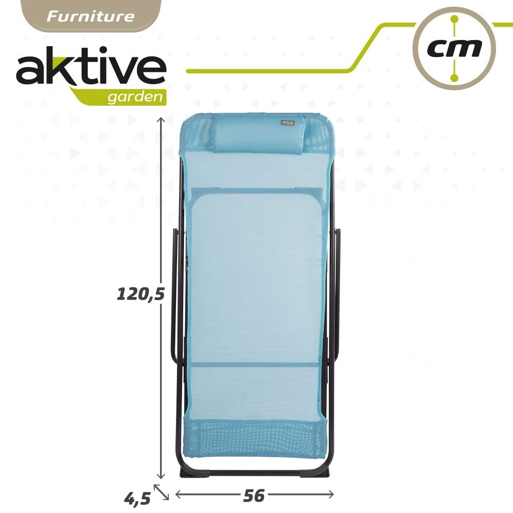 Silla Tumbona Plegable De Jardín Multiposición Azul Con Asa Aktive 9 Silla Tumbona Plegable De Jardín Multiposición Azul Con Asa Aktive - Imagen 7