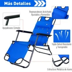 Outsunny Tumbona Reclinable Y Plegable Con Respaldo Ajustable Reposabrazos Almohada Y Reposapiés Para Jardín Terraza Carga 136 Kg 153x60x29 Cm Azul -Jardín Muebles Ventas 9d656fd84f21beeab92d3be4d474a285c07a6a81 e930c0da2b6e429db39cb534eeae35ec
