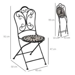 Outsunny Set De 2 Sillas De Jardín Plegables Con Asiento De Mosaico Cerámico Y Marco De Metal Carga 120 Kg Para Bistró Terraza Patio Exterior 40x50x92 Cm Negro -Jardín Muebles Ventas 9e5d104066cedb1e22e99e42b62ed2201ec77f09 71a7e4f5acb4419eb10e694130182c41