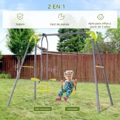 HOMCOM Set De Columpio Infantil Al Aire Libre Con Columpio Y Balancín Doble Plaza Juguetes Exterior Adecuado Para +3 Años 245x138x180cm Verde Y Gris 16 HOMCOM Set De Columpio Infantil Al Aire Libre Con Columpio Y Balancín Doble Plaza Juguetes Exterior Adecuado Para +3 Años 245x138x180cm Verde Y Gris -Jardín Muebles Ventas 9e68cf2ec706e46a22fda3010898560bc67af5ea 96be97a5c4ba40a284cafe9d48bfd055