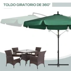 Outsunny Sombrilla De Jardín Ø293x240 Cm Parasol Excéntrico Con Rotación De 360° Manivela Base Cruzada Y Soporte De Acero Para Terraza Patio Balcón Verde -Jardín Muebles Ventas 9f8e51046f74167b128430733089464993f56d61 bed3351bdcad47259f04a34a269eb5cc