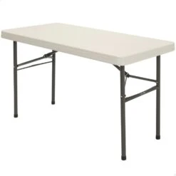 Mesa Patas Plegables Rectangular Crema LIFETIME 122 X 61 X 74 Cm