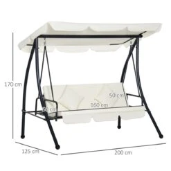 Outsunny Columpio Balancín Jardín De 3 Plazas Convertible En Cama Con Techo Ajustable Cojín Acolchado Y Almohadas Para Balcón Terraza Carga 340 Kg Acero 200x125x170 Cm Crema -Jardín Muebles Ventas a0973b799a86d7ad088059266845f411e099abb9 229fe2d03e2342bfa6e69157c22be4f9