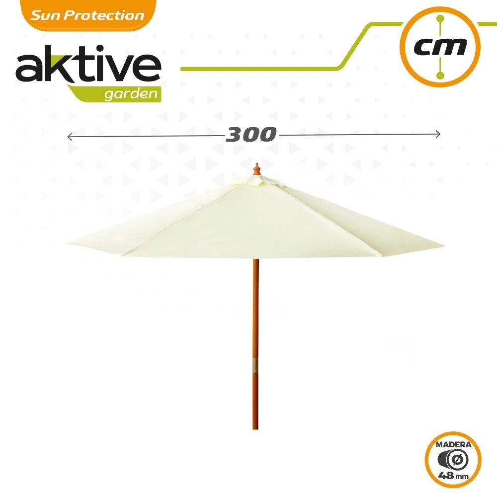 Sombrilla Para Jardín Hexagonal Ø300 Cm Con Mástil De Madera Aktive Garden 6 Sombrilla Para Jardín Hexagonal Ø300 Cm Con Mástil De Madera Aktive Garden - Imagen 4