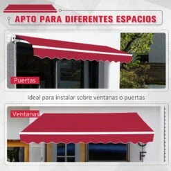 Outsunny Toldo Manual 395x245 Cm Toldo Para Patio Balcón Terraza Y Jardín Con Brazo Articulado De Aluminio Y Tela De Poliéster De 280g/m2 (Rojo) -Jardín Muebles Ventas a42ed46c05e2f88ef998464f6f99d22ae4c9cd42 217764501e13470b9c4d22a7d68ead09