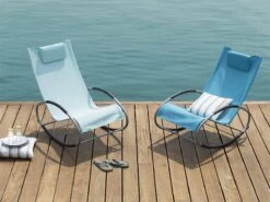 Silla De Jardín Mecedora Azul Claro CAMPO