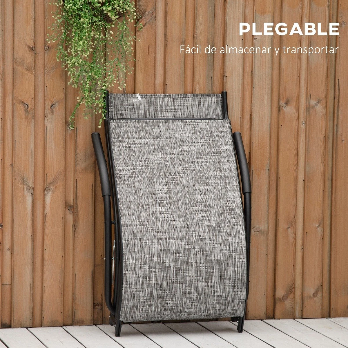 Outsunny Tumbona Plegable De Jardín Con Reposabrazos Reposapiés Respaldo Transpirable Y Marco De Metal Ergonómico Para Terraza Playa Camping 170x62x68 Cm Gris 8 Outsunny Tumbona Plegable De Jardín Con Reposabrazos Reposapiés Respaldo Transpirable Y Marco De Metal Ergonómico Para Terraza Playa Camping 170x62x68 Cm Gris - Imagen 6