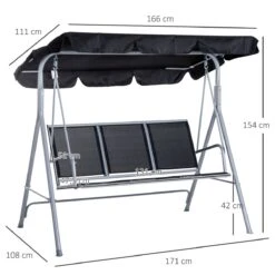 Outsunny Columpio Balancín Jardín De 3 Plazas Con Toldo Ajustable Respaldo Transpirable Y Marco De Metal Para Terraza Balcón Exterior Carga 240 Kg 171x108x154 Cm Negro -Jardín Muebles Ventas a628def9a382f4acc8500e60df3f970dcc08598f 6ed30b629dab402ba640478f4ab6d040