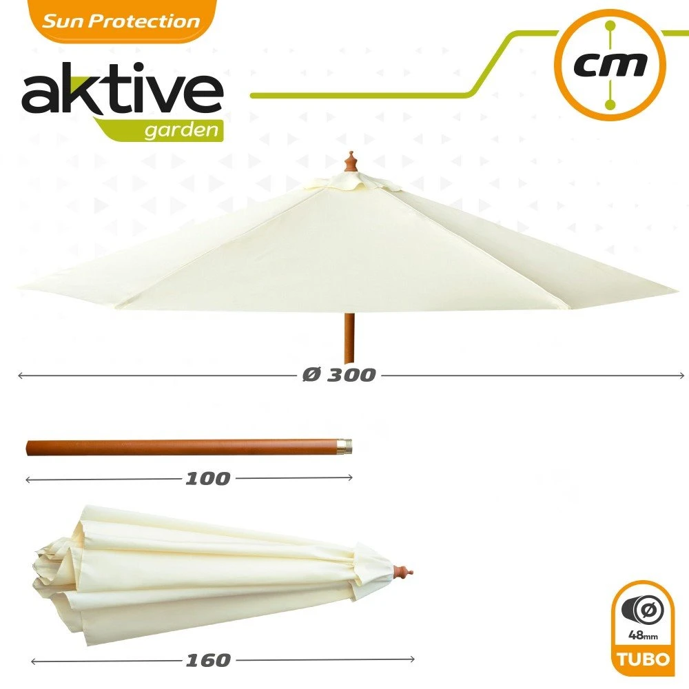 Sombrilla Para Jardín Hexagonal Ø300 Cm Con Mástil De Madera Aktive Garden 8 Sombrilla Para Jardín Hexagonal Ø300 Cm Con Mástil De Madera Aktive Garden - Imagen 6