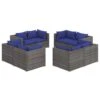 Set De Muebles De Jardín 8 Pzas Y Cojines Ratán Sintético Gris VidaXL