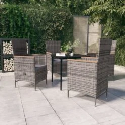 Juego De Comedor De Jardín De 5 Piezas Y Cojines Gris VidaXL -Jardín Muebles Ventas ac23913316ffd0242508b31cce5f847df49478b7 58336a1a9c194483966cb22e9e6d245c